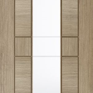 Internal Edmonton Light Grey Vertical (CLEAR GLASS FROSTED LINES) Pre-Finished Door