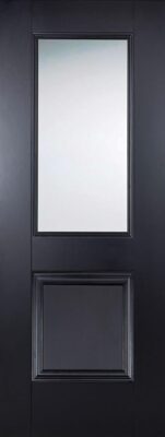 Internal Black Primed Arnhem (CLEAR GLASS) Solid Core Door - LPD