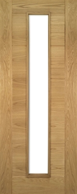 Internal Oak Seville 1L (CLEAR GLASS) FD30 44mm Pre-Finished Fire Door