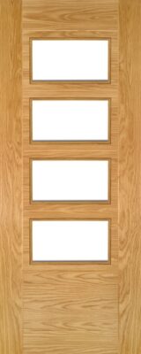Internal Oak Seville (CLEAR GLASS) 4L Pre-Finished Internal Door