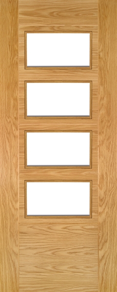Internal Oak Seville (CLEAR GLASS) 4L Pre-Finished Internal Door