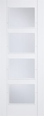 White Primed Trend / Vancouver 4 Light (CLEAR GLASS) FD30 44mm Fire Door - LPD