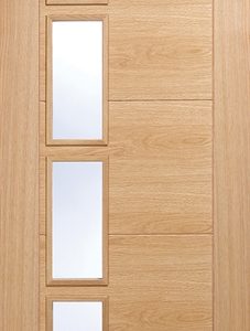 Oak Vancouver Offset (CLEAR GLASS) Pre-Finished Solid Core Door - LPD