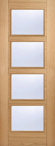 Oak Vancouver 4L (CLEAR GLASS) Pre-Finished Door - LPD