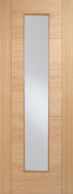 Oak Vancouver Long Light (CLEAR GLASS) Pre-Finished FD30 44mm Fire Door - LPD
