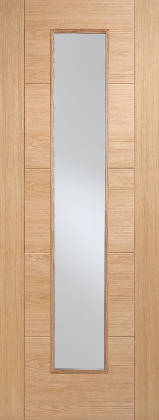 Oak Vancouver Long Light (CLEAR GLASS) Pre-Finished FD30 44mm Fire Door - LPD