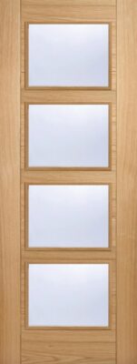 Oak Vancouver (CLEAR GLASS) Pre-Finished FD30 44mm Fire Door - LPD