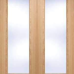 Oak Vancouver Pattern 10 (CLEAR GLASS) Pre-Finished Rebated Pair - LPD
