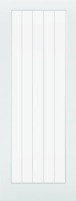 Internal White Primed Textured Vertical 1 Light (CLEAR GLASS ETCHED LINES) Door