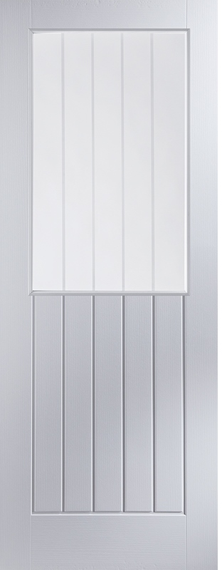 Internal White Primed Newark (VERTICAL ETCHED CLEAR GLASS) Woodgrain Door