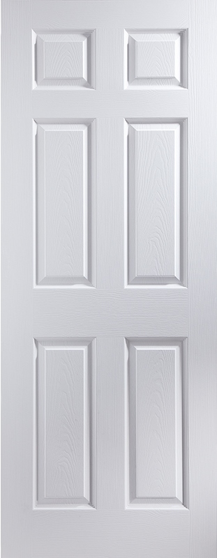 Internal White Primed Bostonian 6 Panel Woodgrain FD30 35mm Fire Door