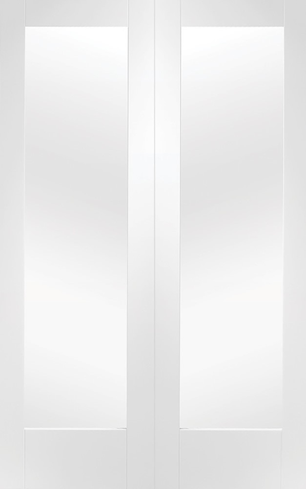 White Primed Pattern 10 (CLEAR GLASS) Door Pair - Rebated - XL - Image 2