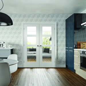 White Primed Shaker Door Pair (CLEAR GLASS) - XL