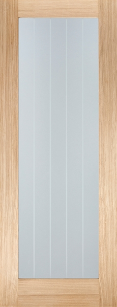 Internal Oak Mexicano Pattern 10 (CLEAR GLASS ETCHED LINES) Pre-Finished FD30 44mm Fire Door