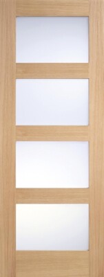 Oak Shaker (CLEAR GLASS) Pre-Finished Solid Core Door -  LPD