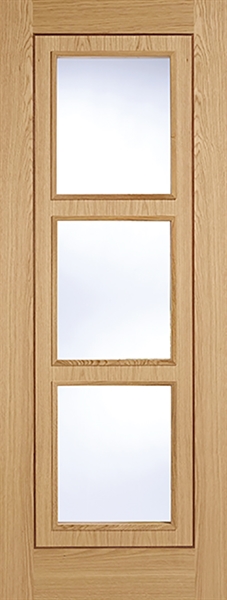 Oak Inlay 3 Light (CLEAR GLASS) Pre-Finished Solid Core Door - LPD