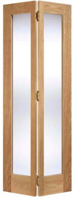 Internal Oak Pattern 10 (CLEAR GLASS) Bi-fold Un-Finished Solid Core Door