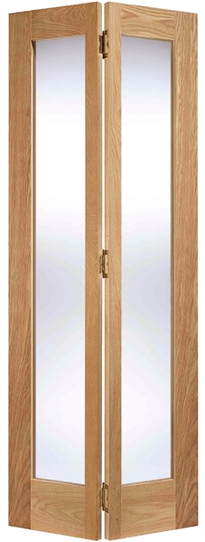 Internal Oak Pattern 10 (CLEAR GLASS) Bi-fold Un-Finished Solid Core Door