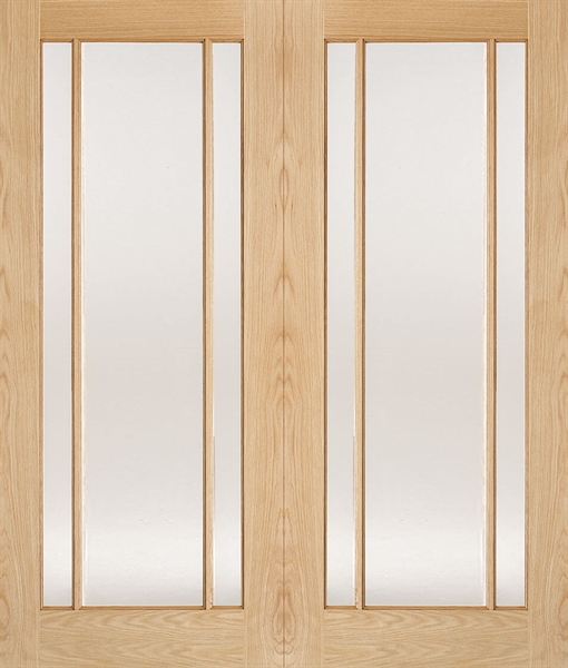 Oak Lincoln (OBSCURE GLASS) Rebated Pair Un-Finished - DF