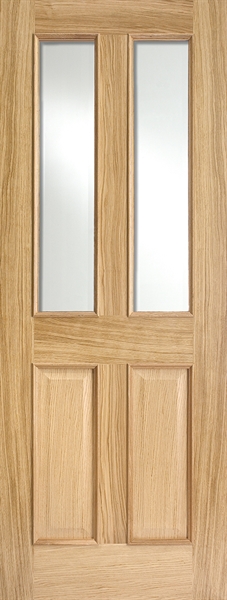 Oak Richmond RM2S (CLEAR BEVELLED GLASS) Solid Core Un-Finished Door - LPD