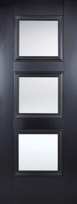 Internal Black Primed Amsterdam (CLEAR GLAS) Solid Core Door - LPD