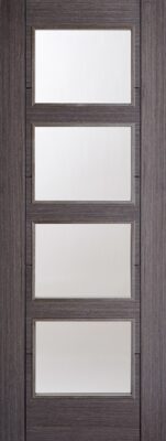 Internal Ash Grey Vancouver (CLEAR GLASS) Solid Core Pre-Finished Door