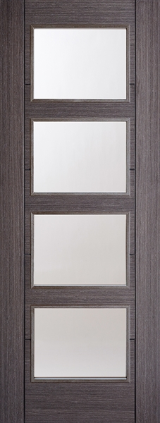 Internal Ash Grey Vancouver (CLEAR GLASS) Solid Core Pre-Finished Door