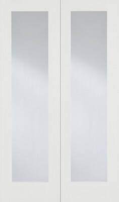 White Primed Pattern 20 (CLEAR GLASS) Pair - Rebated - Solid Core - LPD