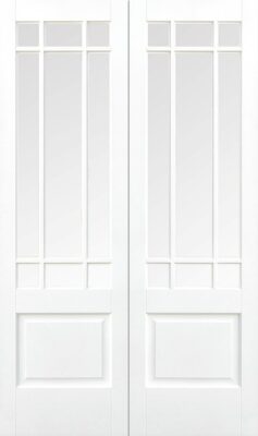 Internal White Primed Downham (CLEAR BEVELLED GLASS) Solid Core Pairs