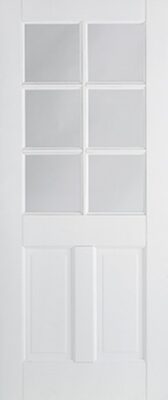 Internal White Primed Canterbury (CLEAR GLASS) Solid Core Door