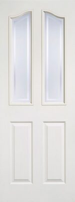 Internal White Primed Mayfair (OBSCURE GLASS CLEAR LINES) Woodgrain Door