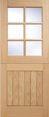 External Oak Cottage Stable 6 Light (CLEAR GLASS) Un-Finished Door
