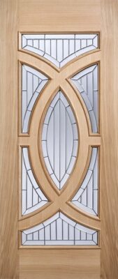 External Oak Majestic (ZINC CLEAR BEVELLED GLASS) Un-Finished Door