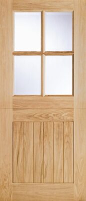 External Oak Cottage Stable 4 Light (CLEAR GLASS) Un-Finished Door