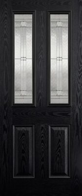 External Malton Black and White Glazed GRP Composite Door