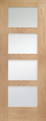 Internal Oak Shaker (OBSCURE GLASS) FD30 44mm Un-Finished Door
