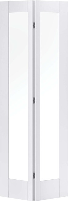 Internal White Primed 1 Panel Pattern 10 (CLEAR GLASS) Bi-Fold - Solid Core - LPD