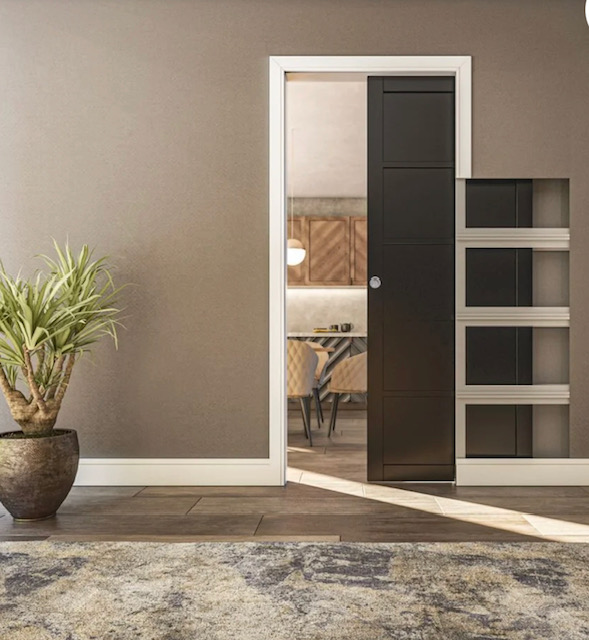 Single Door Kit + Handle & Doorjamb 100mm White Doorjamb + Satin Chrome Finish Hardware - Image 2