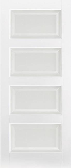 Internal White Primed Contemporary (OBSCURE GLASS CLEAR LINES) Solid Core Door