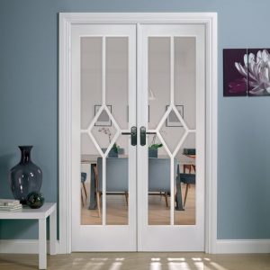 Internal White Primed Reims W4 (CLEAR BEVELLED GLASS) Room Divider