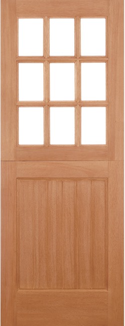 External Hardwood Stable 9 Light Square Top Un-Glazed (NO GLASS) Un-Finished Door