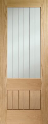 Internal Oak Suffolk Essential 2XG (CLEAR ETCHED GLASS) Un-Finished Door