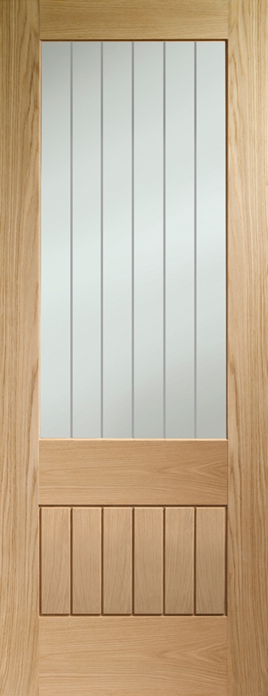 Internal Oak Suffolk Essential 2XG (CLEAR ETCHED GLASS) Un-Finished Door