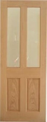 Oak 4P with Clear Flat Fire Glass - Unfinished - FD30 - 44mm - DF