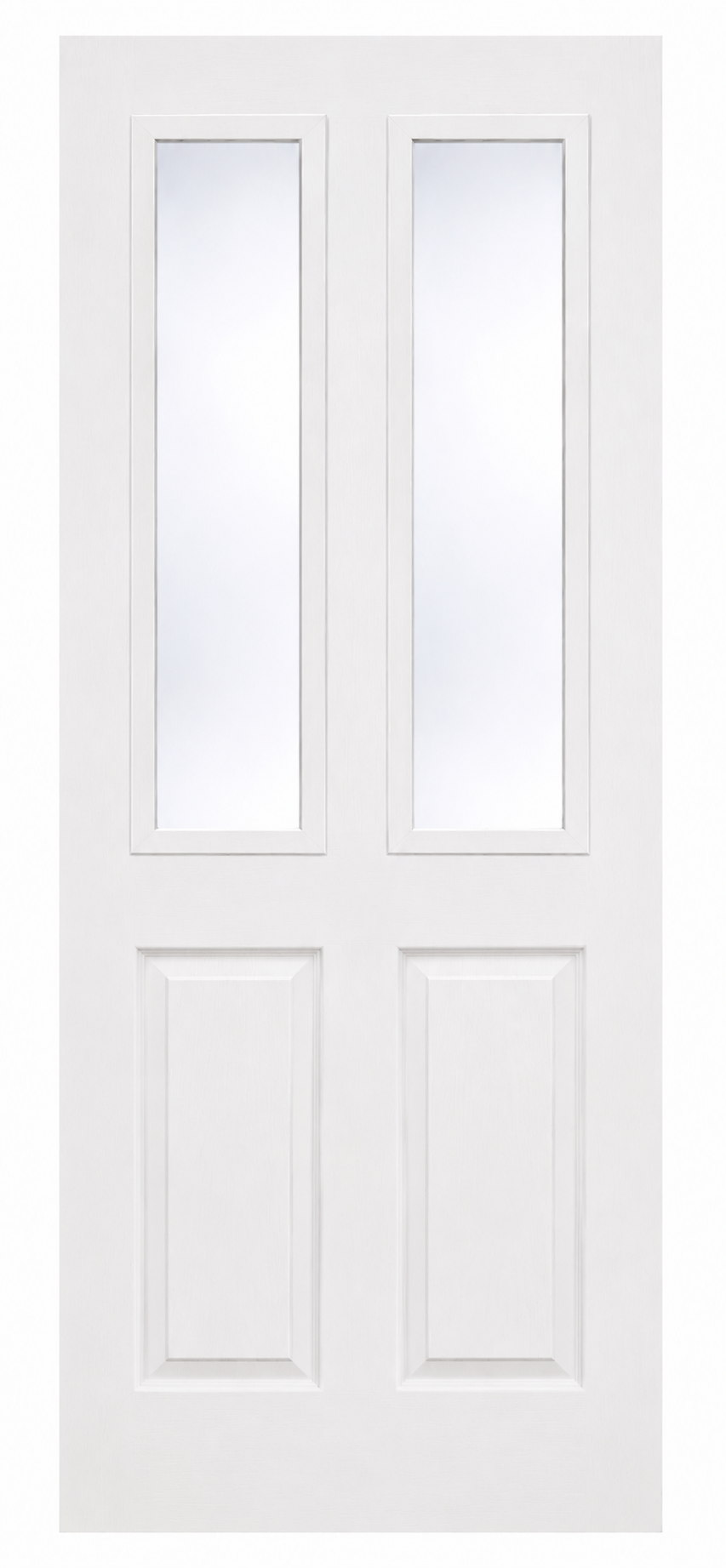 Internal White Primed Smooth 2 Light 2 Panel (CLEAR GLASS) 44mm FD30 Fire Door