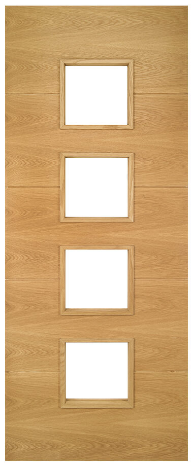 Internal Oak Augusta (CLEAR GLASS) Solid Core FD30 44mm Pre-Finished Fire Door