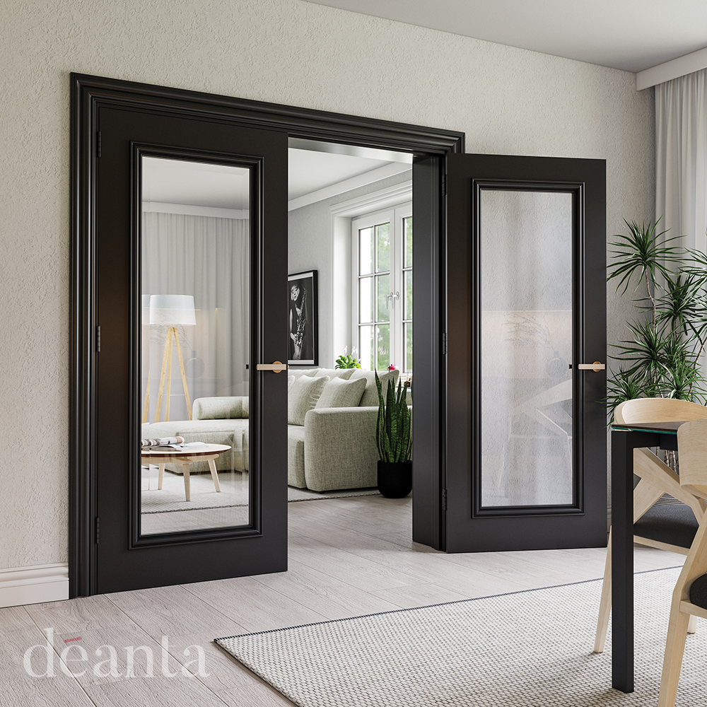 Internal Black Pre-Finished Solid Core Blenheim (CLEAR GLASS) Door - Image 2