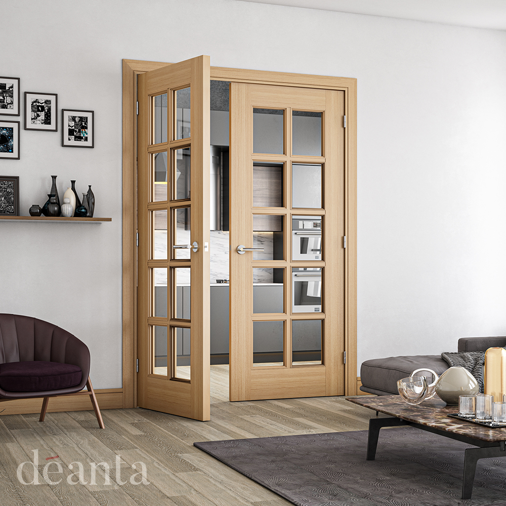 Internal Oak Bristol (CLEAR BEVELLED GLASS) Un-Finished Door - Image 2