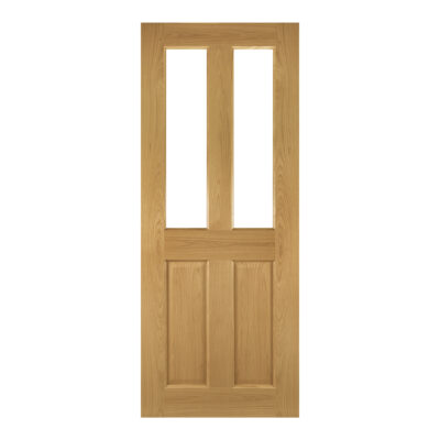 Internal Oak Bury (CLEAR FLAT GLASS) Pre-Finished FD30 44mm Fire Door
