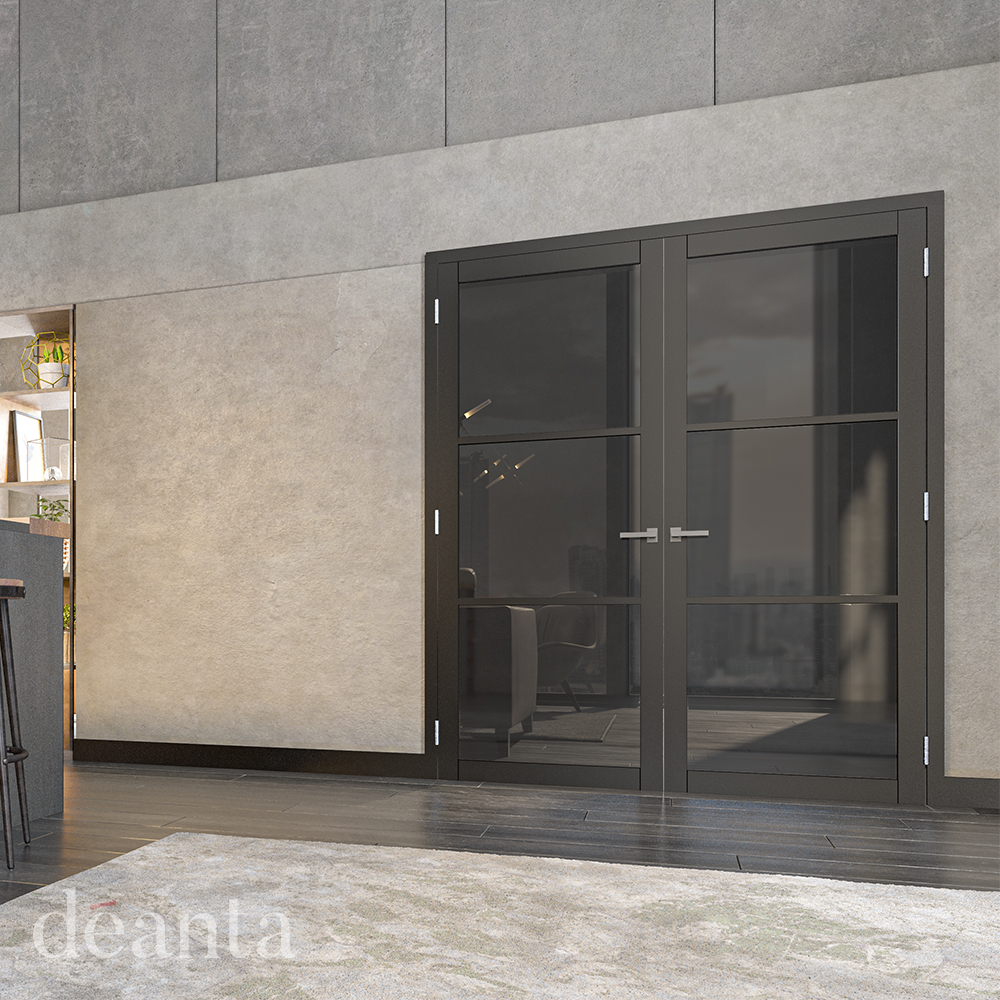 Internal Camden Black (TINTED GLASS) Pre-Finished Solid Core Door - Image 2